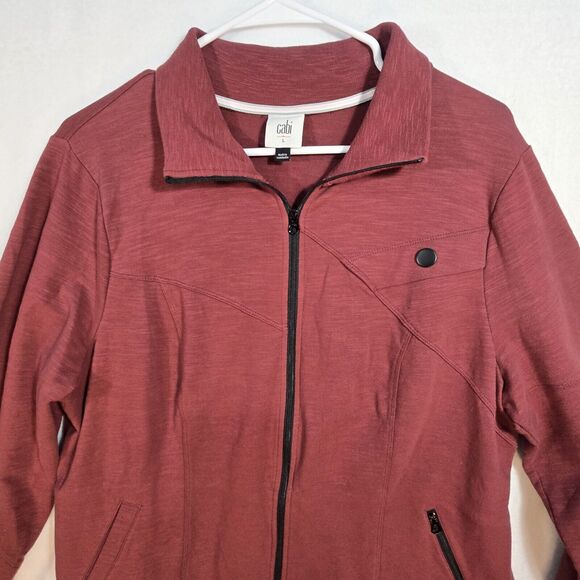 Cabi Burgundy Long Sleeve Full Zip Activewear Training Jacket Womens Size Large - Picture 2 of 13